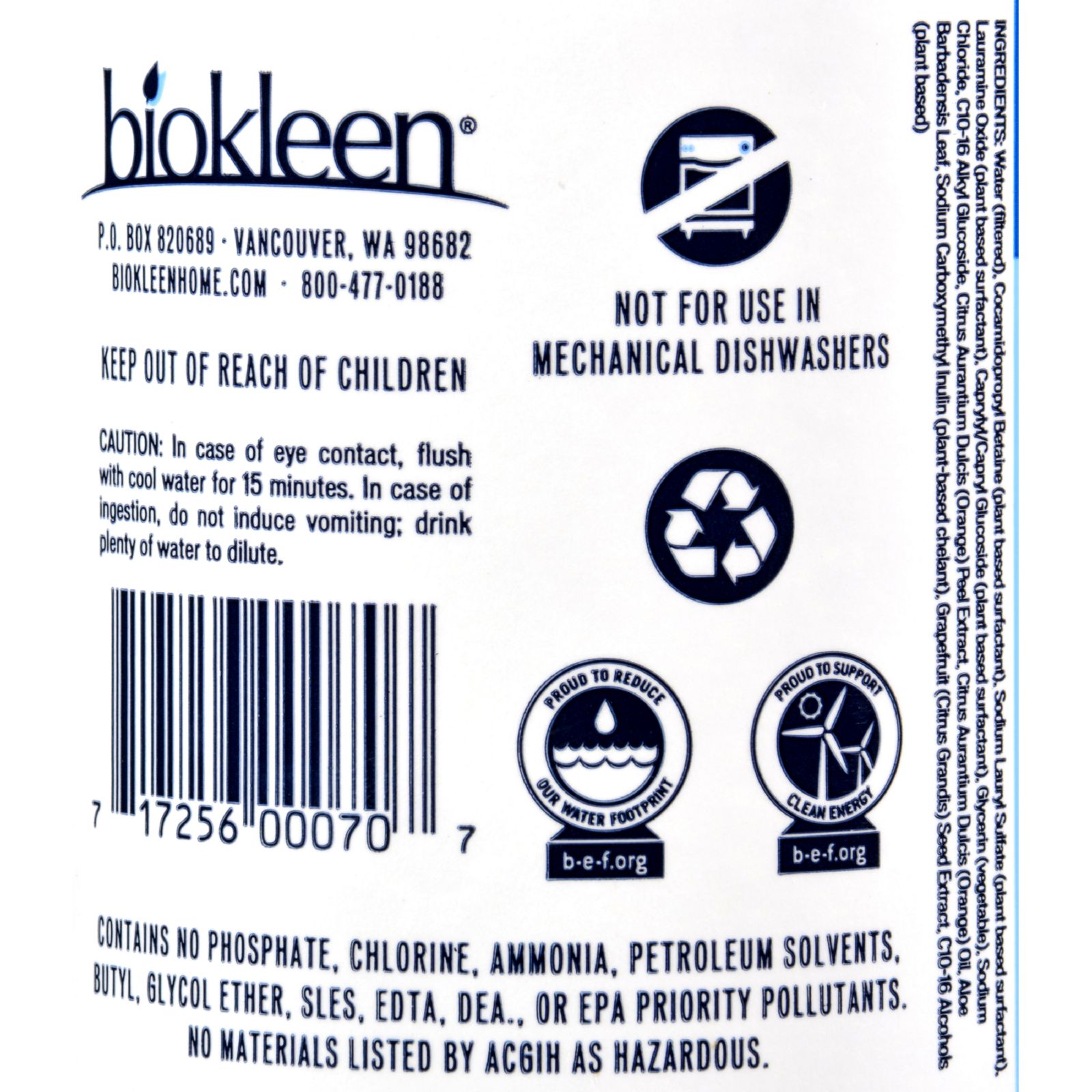 Biokleen Natural Dish Liquid - 12개 묶음상품 - 32 oz