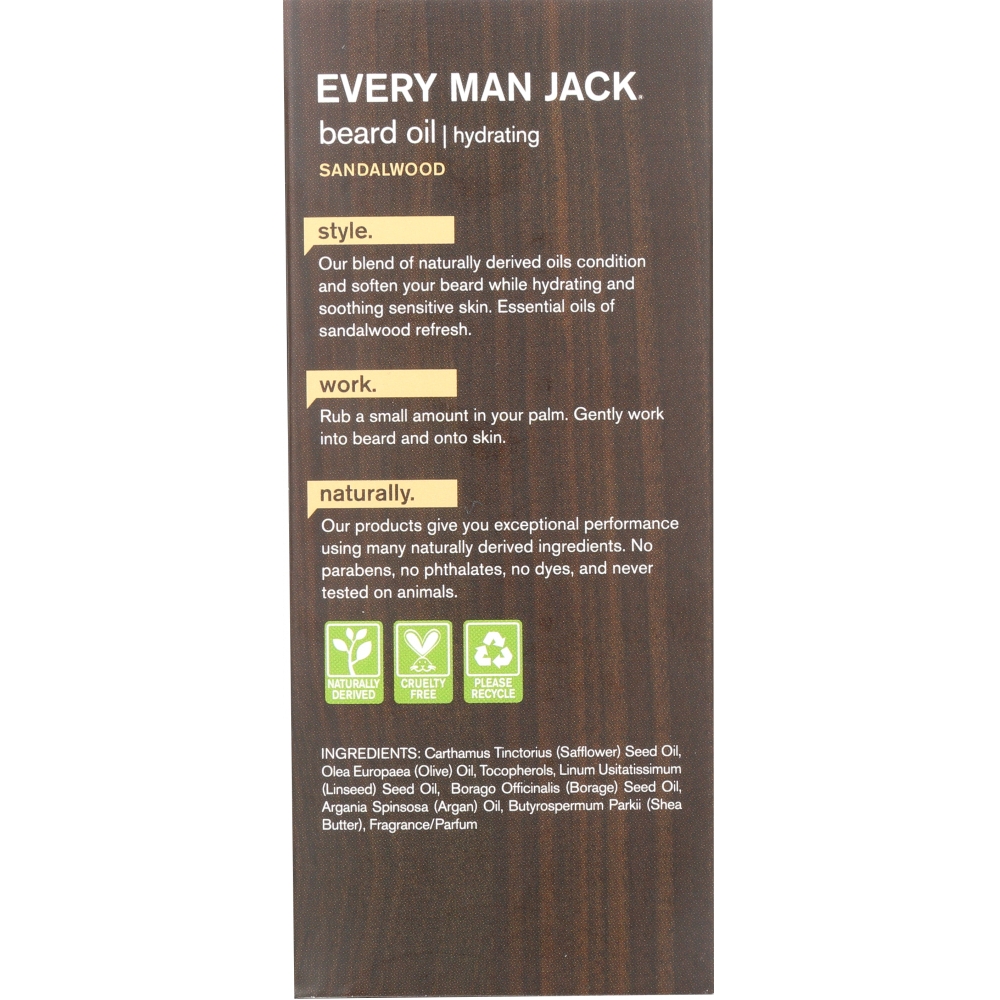 Every Man Jack Beard Oil - Sandalwood - 1 oz.