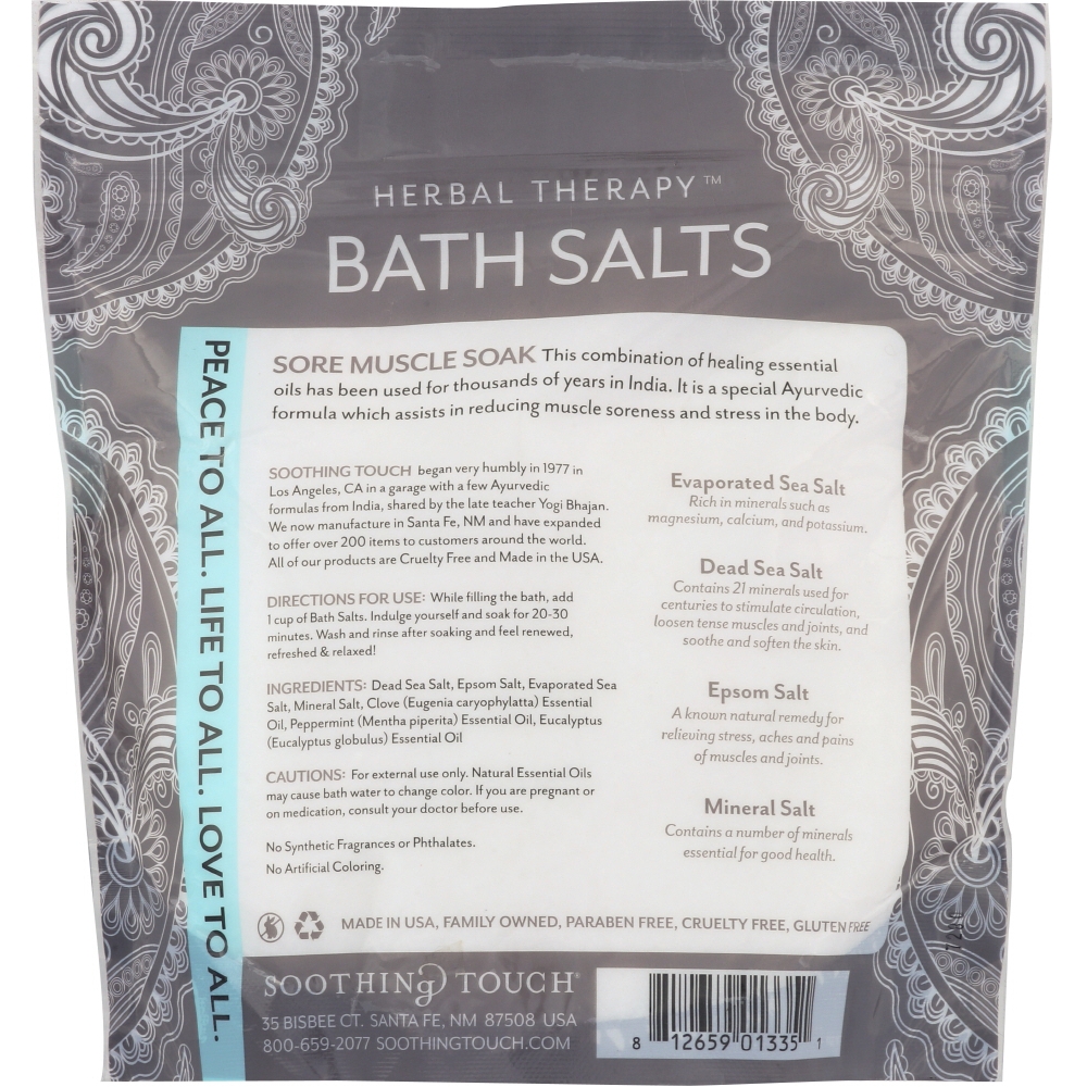 Soothing Touch Bath Salts - Sore Muscle Soak - 32 oz