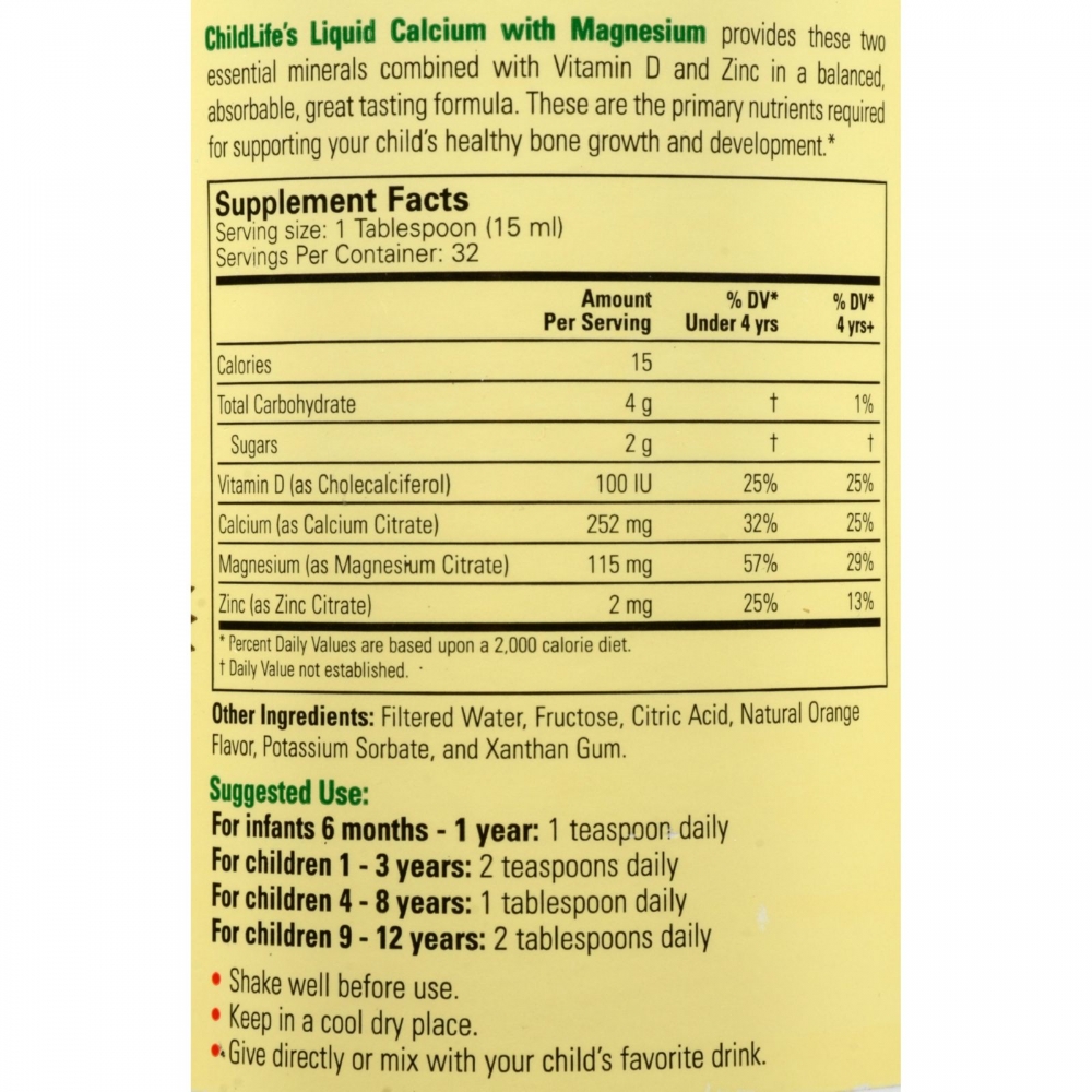 Childlife Liquid Calcium with Magnesium Natural Orange - 16 fl oz