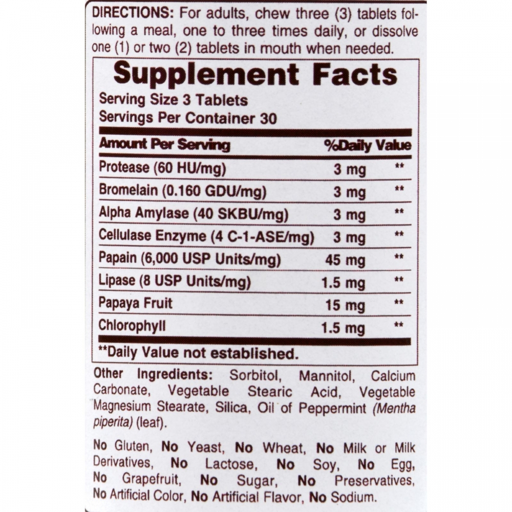 American Health - Super Papaya Enzyme Plus Chewable - 90 Chewable Tablets