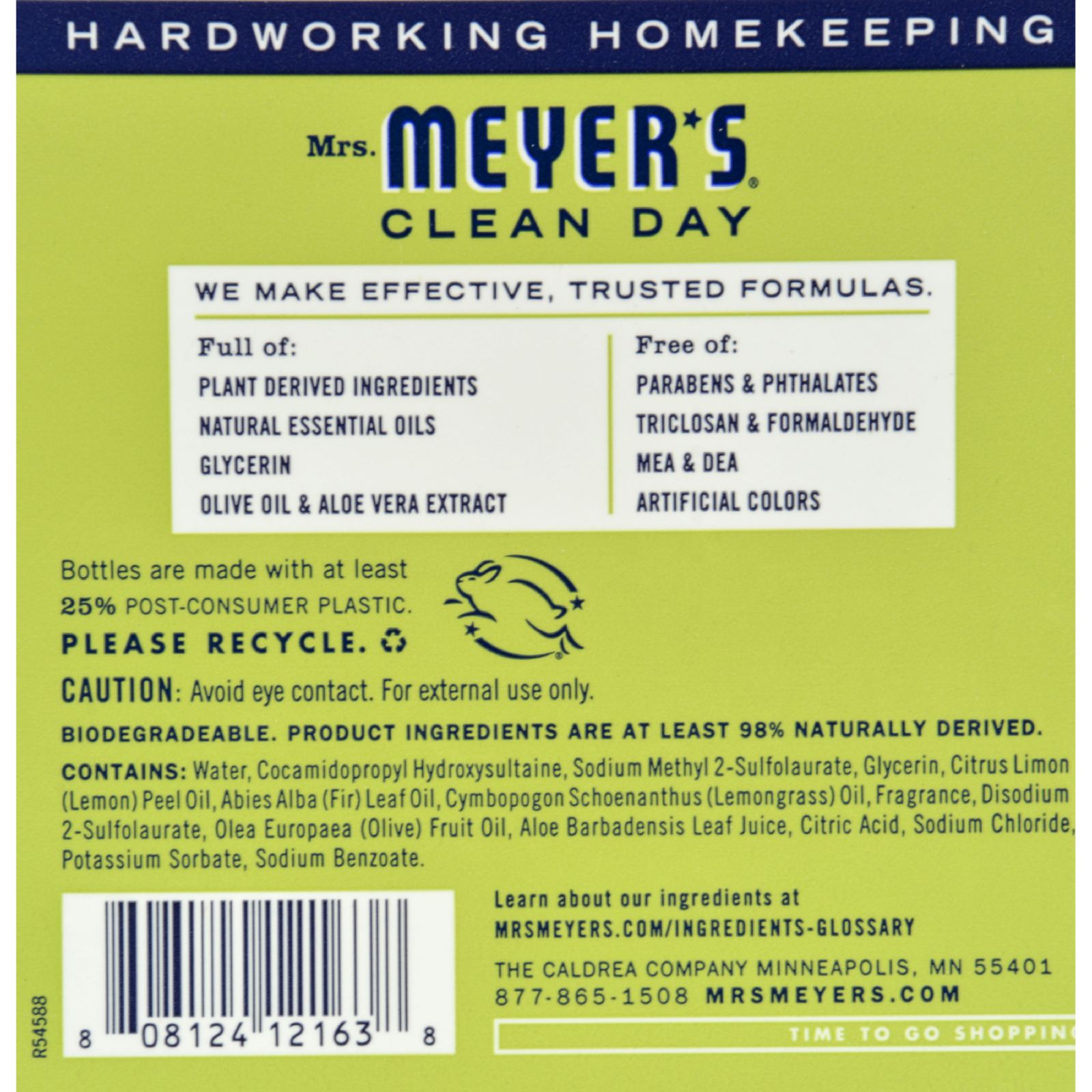Mrs. Meyer's Clean Day - Liquid Hand Soap Refill - Lemon Verbena - 6개 묶음상품 - 33 fl oz.