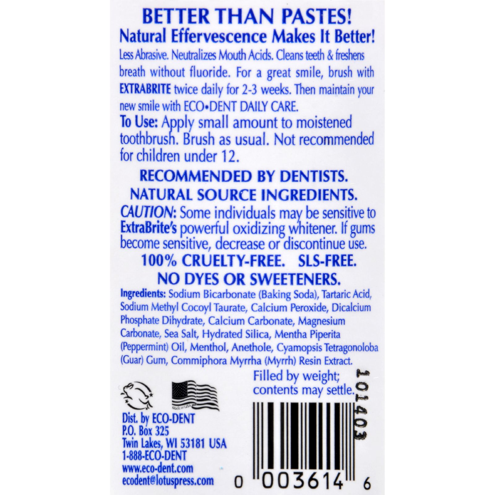 Eco-Dent Toothpowder Xtra-Brite - Fluoride Free - 2 oz