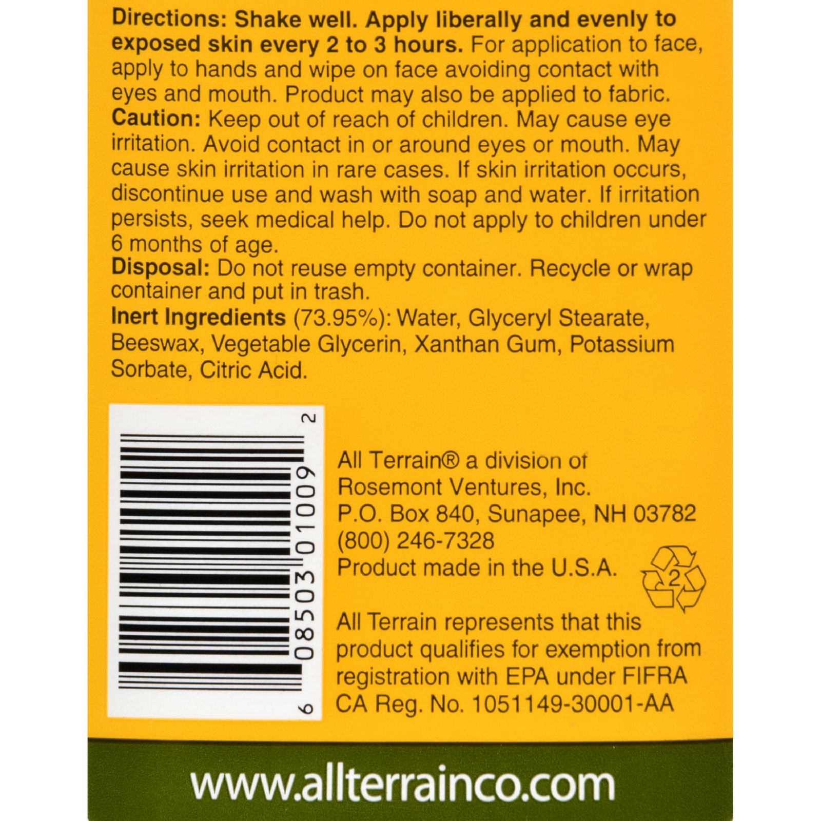 All Terrain - Herbal Armor Natural Insect Repellent - Kids - Family Sz - 8 oz