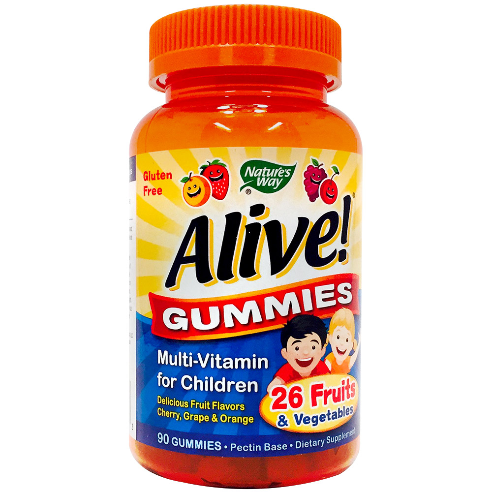 Nature's Way - Alive! Gummies Multi-Vitamin for Children - Cherry Grape and Orange - 90 Gummies