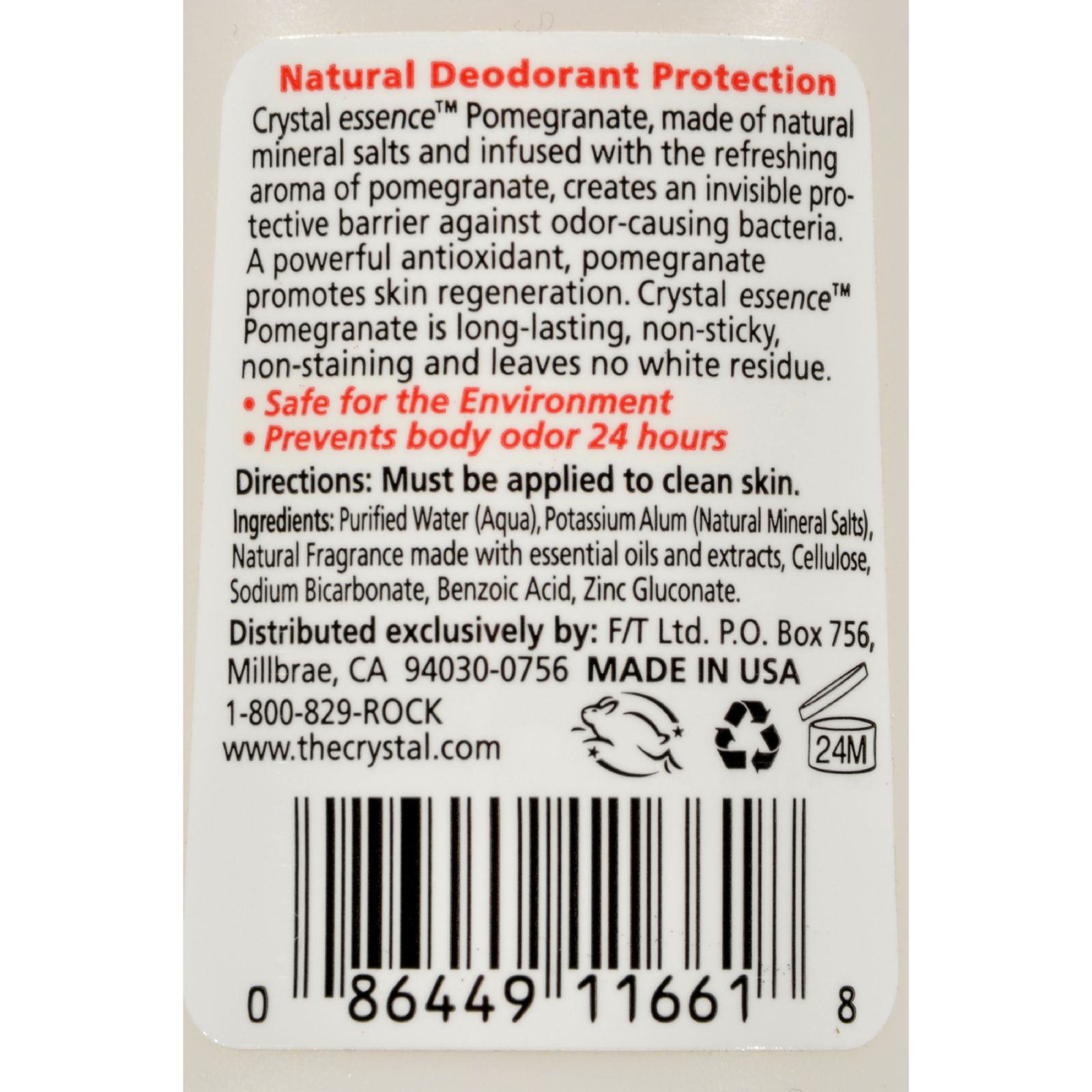 Crystal Essence Mineral Deodorant Roll-On Pomegranate - 2.25 fl oz
